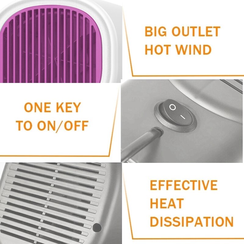 Space Heater Portable Electric Heater Fan Quick Heat-Up Ultra Quite for Office Table Home Dorm EU Plug