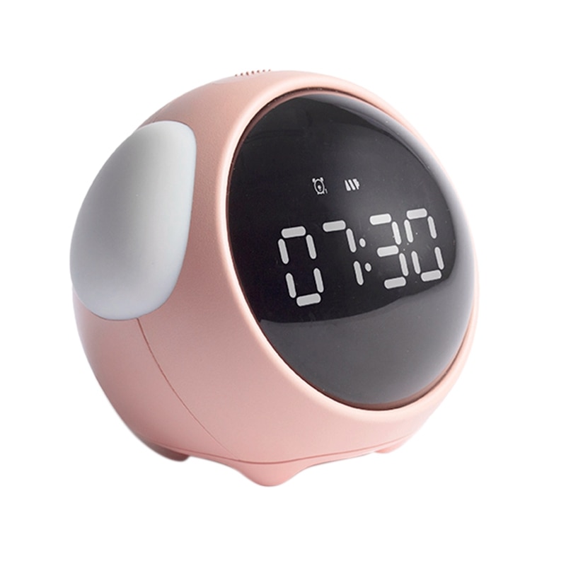 Réveil pixel hbk multifonction pour étudiants, veilleuse de chevet, réveil électronique avec fonction snooze pour enfants: Rose