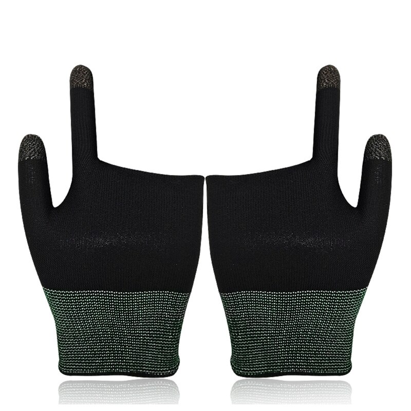 Fundas para los dedos para juegos de dos dedos, guantes para juegos de móvil, a prueba de sudor, para pantalla táctil, sin costuras, para controladores de juegos móviles: Negro