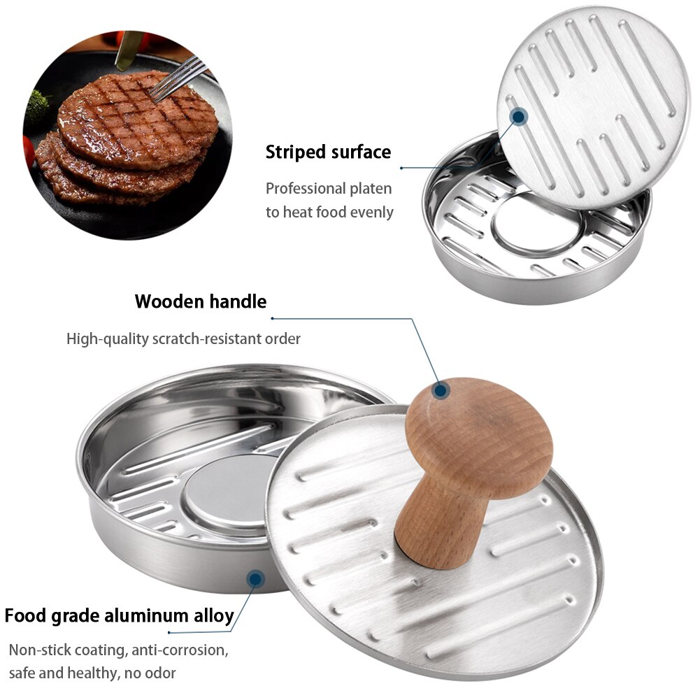 Hamburger Pers Diy Restaurant Keuken Tool Patty Maker Vlees Vulling Rundvlees Makkelijk Schoon Draagbare Roestvrij Staal Handmatige Ronde Vorm