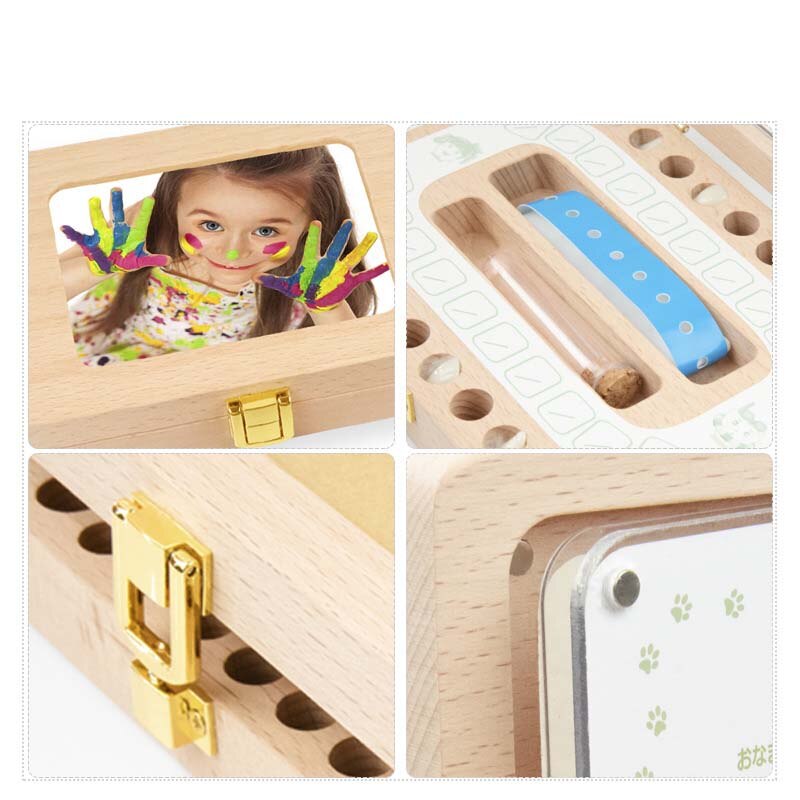 Boîte à dents en bois pour bébé, garçon et fille, organisateur de stockage de dents de lait, collecte de dents, cheveux fœtus, boîte à déquois pour enfants, souvenir