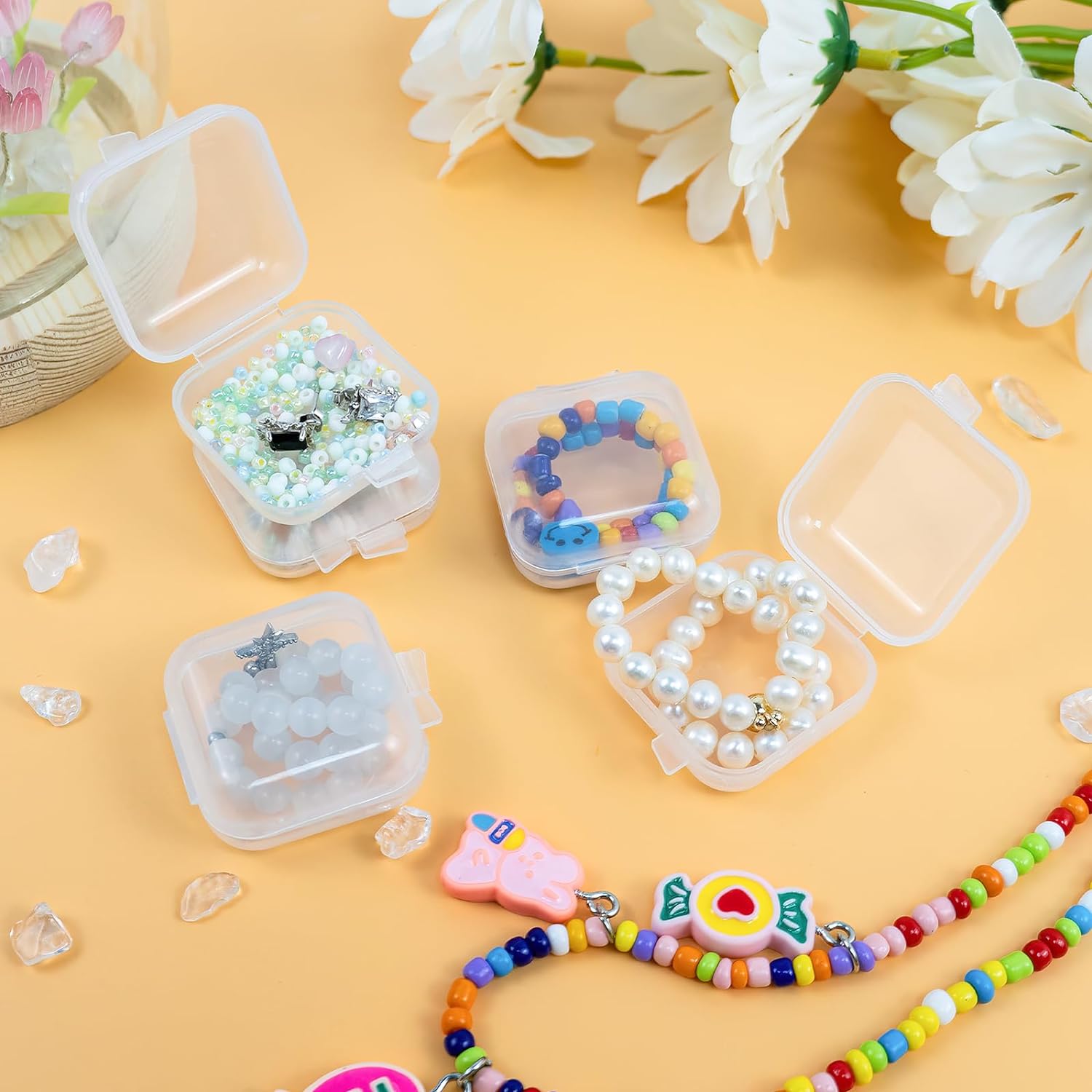 10/100pcs Mini Clear Plastic Jewelry Box earring storage box Small Storage Containers Transparent Jewelry Holder for Necklaces