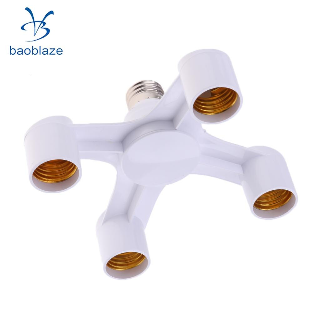 E27 Light Bulb Lamp Adapter Houder Converter Socket Base Splitter 3/4/5/6/7 In 1: 4 in 1 E27 