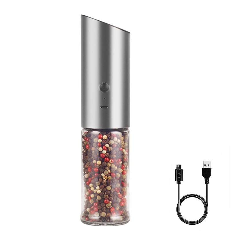 Elektrische Salz Pfeffer Schleifer USB Aufladbare Pfeffermühle Einstellbar Grobheit Automatische Gewürz Fräsen Maschine Küche BBQ Werkzeug: A