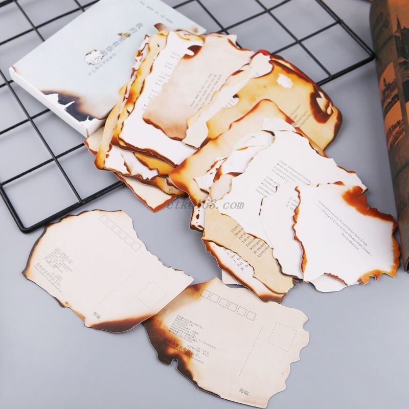 30 Sheets Lovely Burnt Postcard Letter Birthday Card Wish Message Poster Cards
