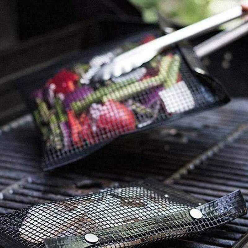 Bolsa de malla antiadherente para barbacoa, herramienta de parrilla, reutilizable, fácil de limpiar, red para barbacoa al aire libre, Picnic, utensilios de cocina