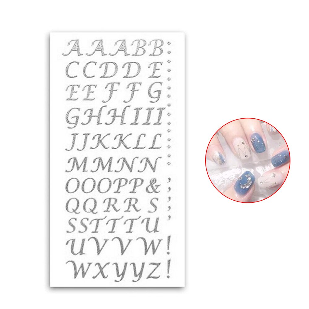 Alphabet Metal Sticker Self-adhesive Silver Gold Card DIY Flash Alphabet Handicraft