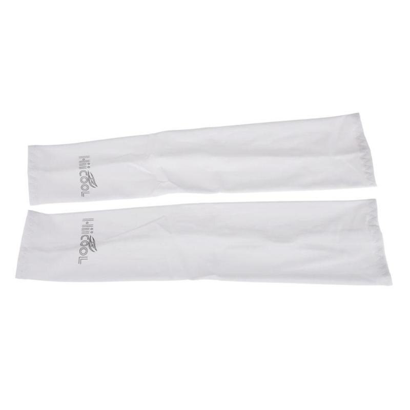 1 paire bras de refroidissement manches couverture UV Protection solaire Golf vélo Sports de plein air équitation cyclisme Sport athlétique Protection peaux 370mm: White