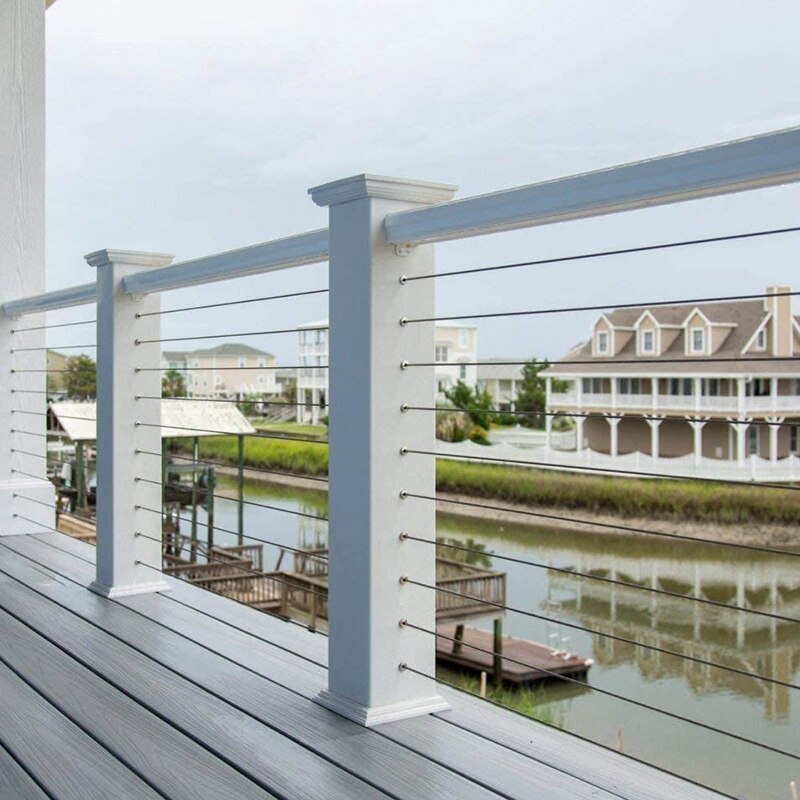 100 Pack Stainless Steel Protector Sleeves for 1/8inch Cable Railing Deck, Wood Posts, DIY Balustrade T316 Marine Grade