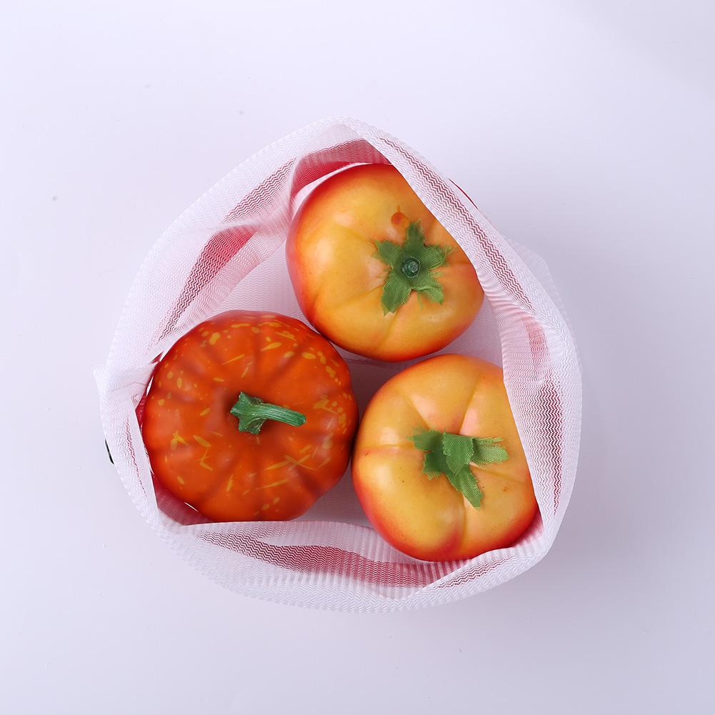 12Pcs Herbruikbare Shopper Trekkoord Sluiting Home Storage Stuff Mesh Bag Pouch Lichtgewicht Draagbare Praktische Wasbare Mesh Zakken
