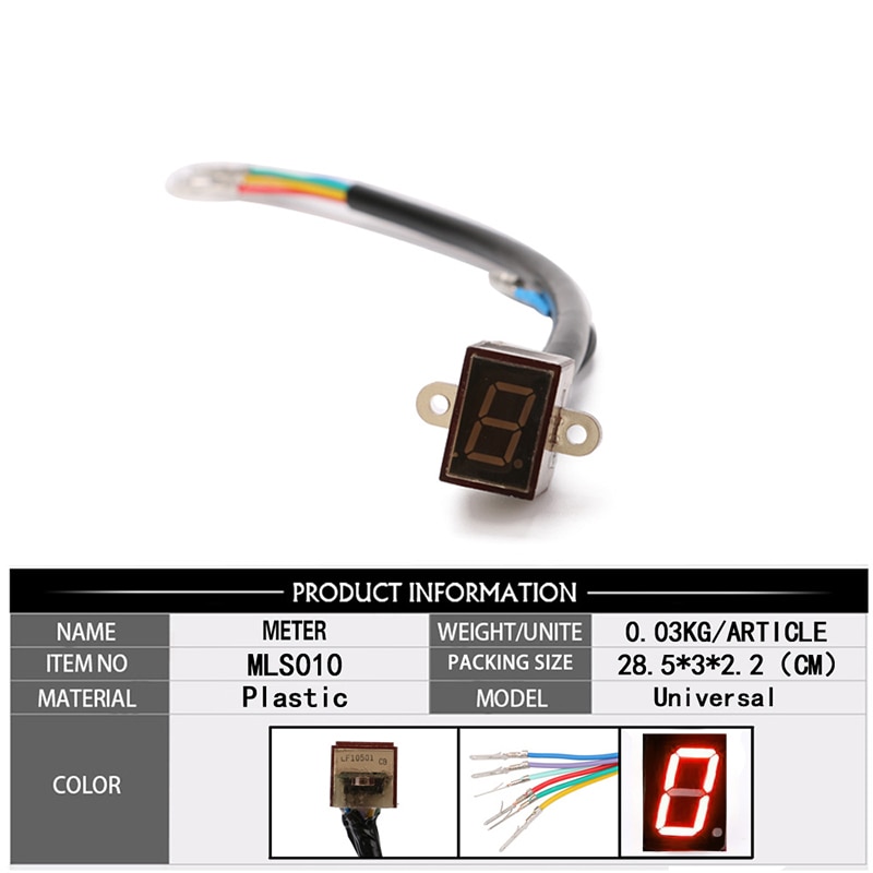 LED Universal Digital Gear Indicator Motorcycle Display Shift Lever Sensor 5 Gears