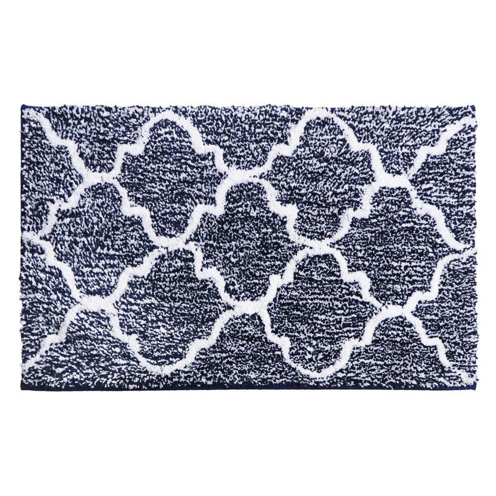 Moroccan Bathroom Mats Non-slip Microfiber Soft Absorbent Bath Floor Mats Shower Rugs 45x65cm/50x80cm/45x120cm Grey Navy Coffee: Navy / 50x80cm