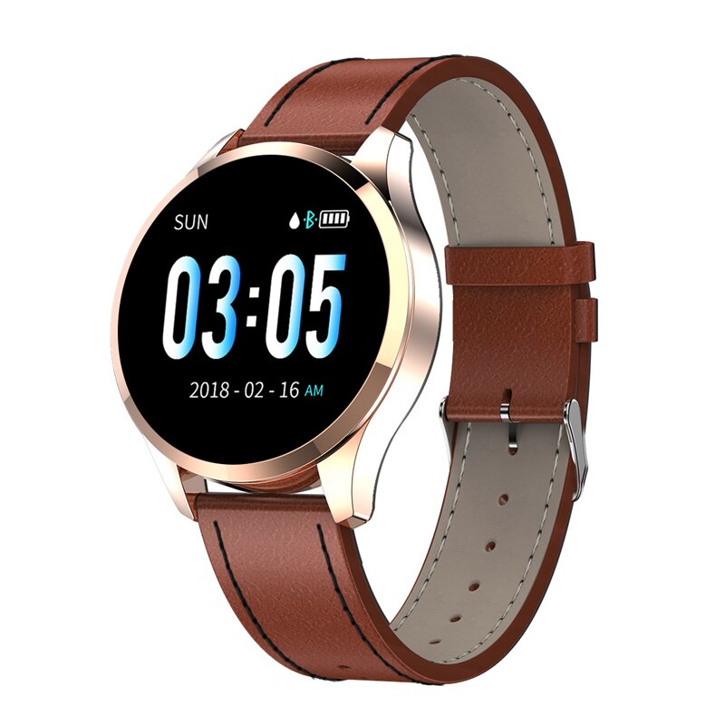 centechia Q9 Smartwatch - Men Women Waterproof HR BP Monitor - 1.2" IPS Round Display: Gold case