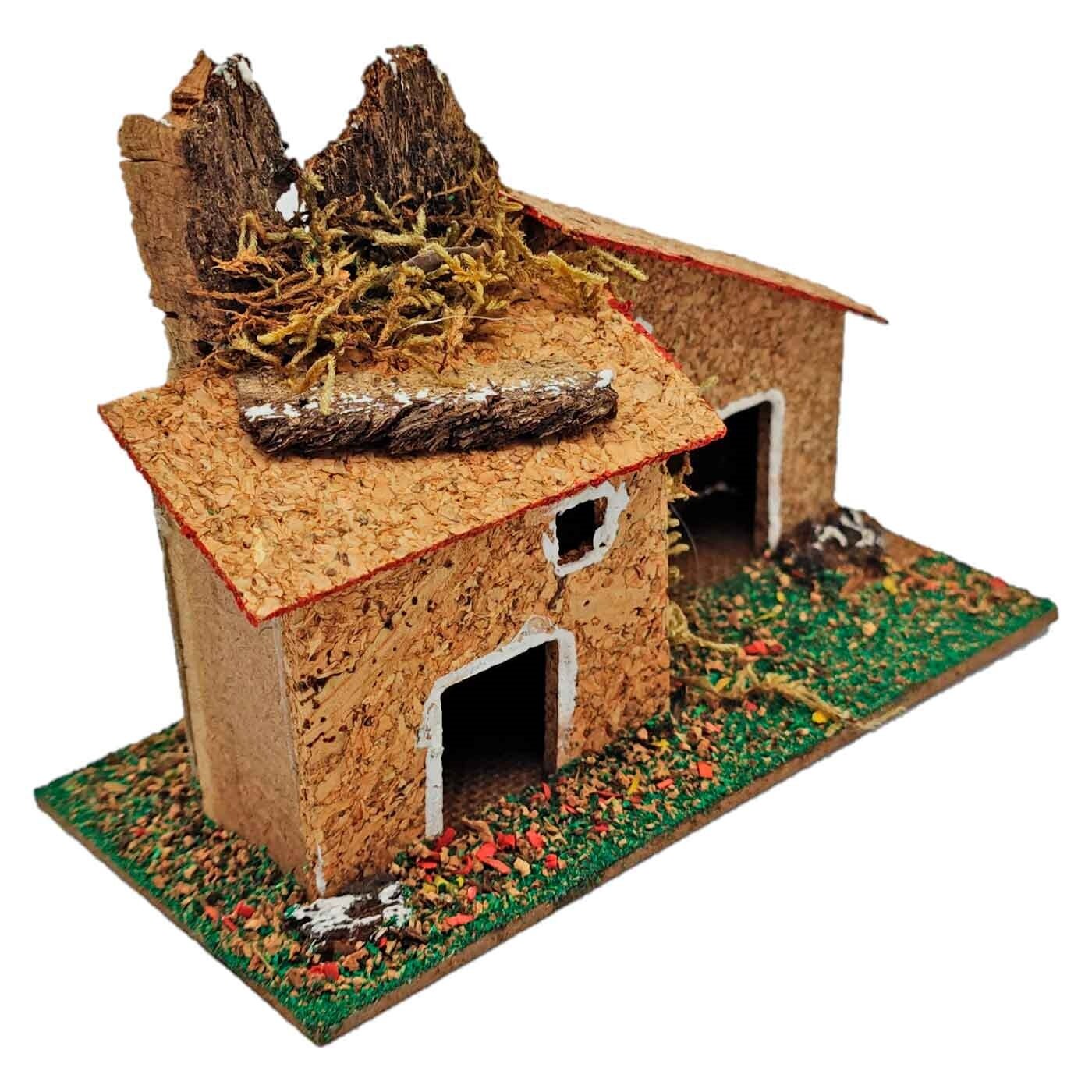 Oliver Art - Casa de pueblo, corcho y resina, para belén navideño, casita de aldea decorativa para nacimiento, pesebre, navidad, 10 x 14 x 7 cm, modelo aleatorio