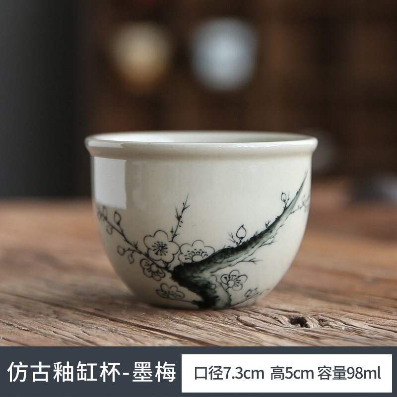 ICE Table Glaze Hand-Painted Ceramic Cup Tea Cup Tea Savoring Cup Single Cup Kung Fu Tea Set Large Master Cup Vintage Bowl: teacup A