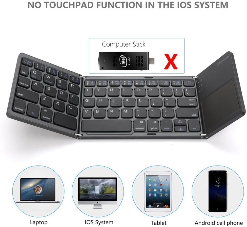Bluetooth Mini Foldable Keyboard Wireless BT Folding Pocket-Size Keypad with Touchpad for Android/IOS/Windows/Laptop/Tablet