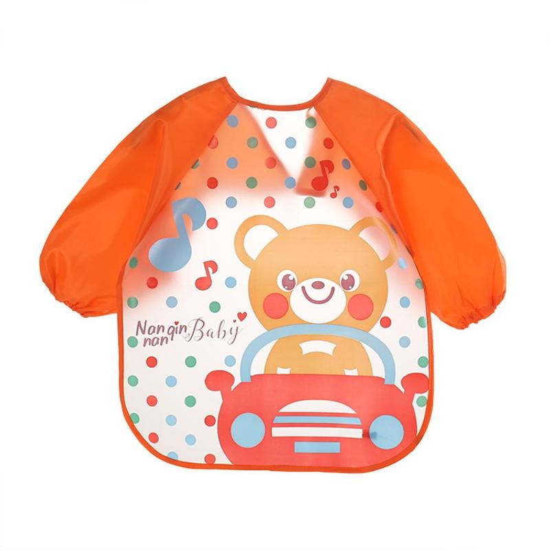 Niedlichen Karikatur Tiere Lätzchen Schürze Wasserdichte unisex Baby Fütterung Langarm Kunst Schürze Kittel freundlicher Lätzchen Spuck Kleidung: Bär