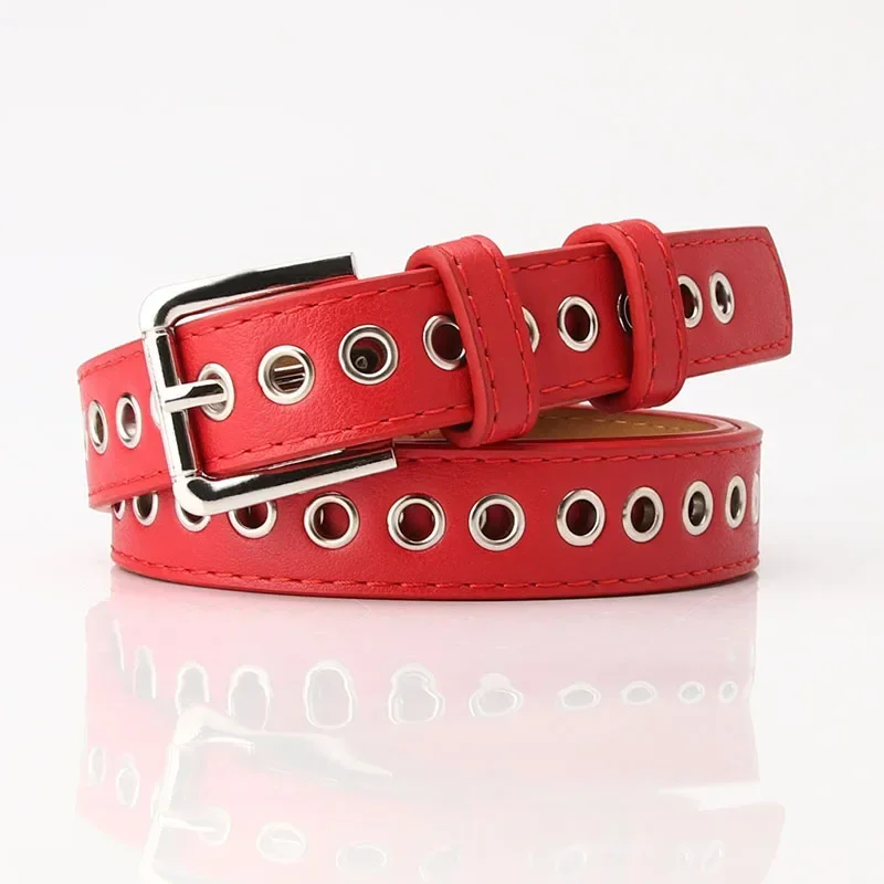 Bälten för kvinnor stora metallhål novelty bälten metallbälten tonåringar jeansbyxor accessoarer
