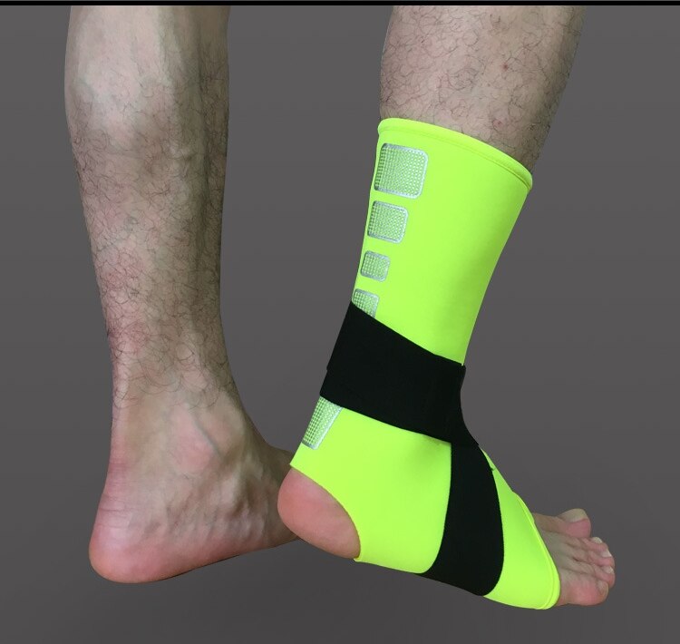 1 st sportsäkerhet fotled stöd starkt fotled bandage elastiskt stag skydd stöd sport gym fotinpackning skydd: Fluorescerande grön / M