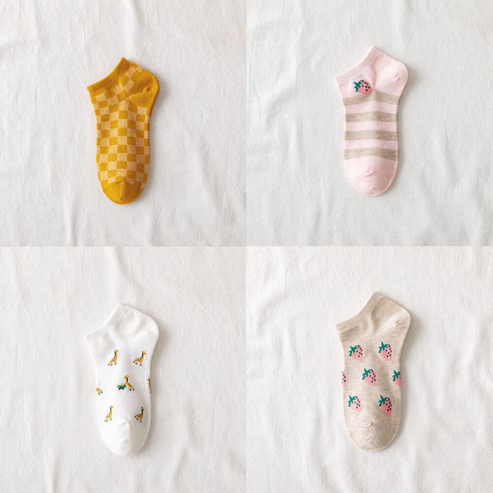 Calcetines con dibujos de frutas para mujer y niña, medias con fresas, coloridos, de encaje, para estudiantes