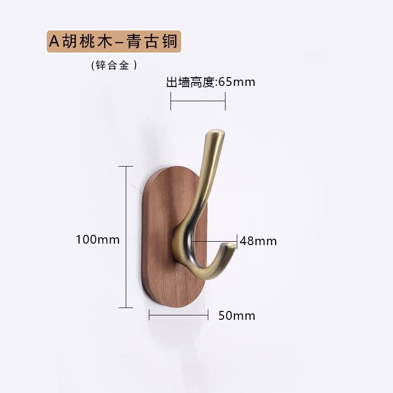 Chinese Kledinghanger Muur Hangende Wandjas En Hoedenrek Muur Massief Houten Haak Zonder Boren: Brons