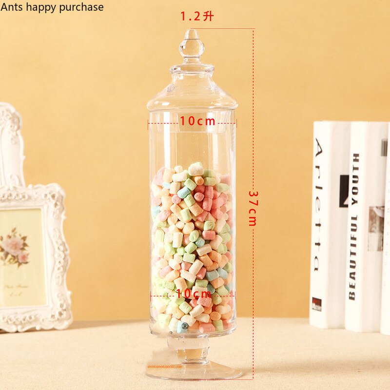 European Transparent Glass Storage Tank with Lid Household Glass Candy Jar Decorative Wedding Banquet Decorative Candy Bottle