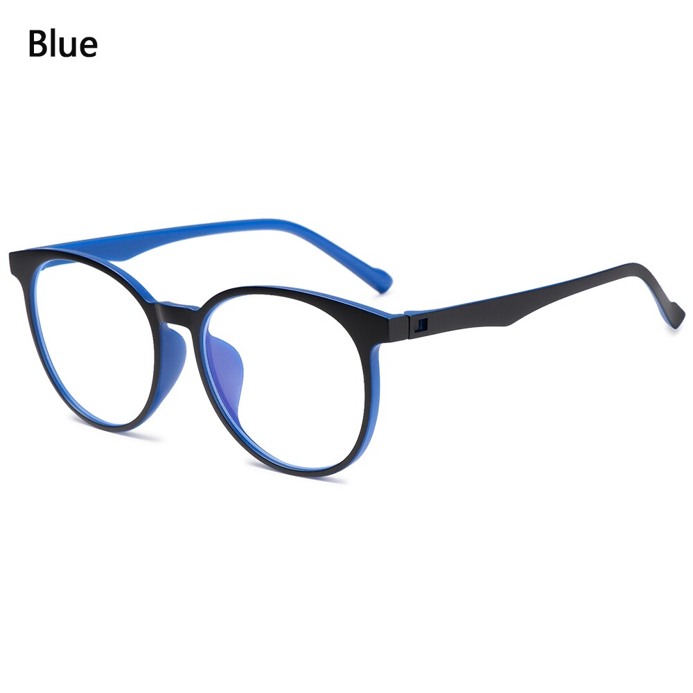 1 PC oeil bleu lumière bloquant lunettes ultraléger cadre rond optique lunettes cadres bloquant jeu plat miroir lunettes: 2- blue