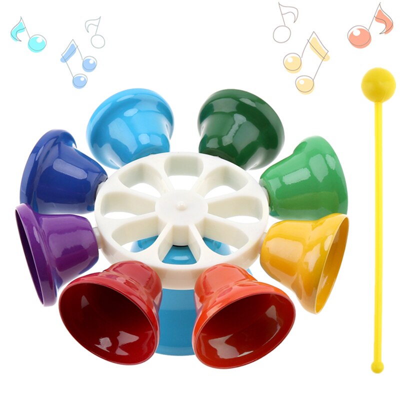 8 Notes Colorful Hand Bell Set Musical Instrument Musical Toy Beautiful Christmas for Children Baby Early Education: Bell B