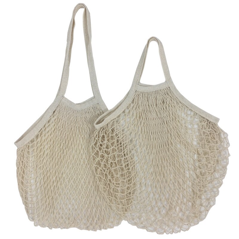 Herbruikbare Fruit Groente Tas Wasbare Katoenen Mesh Boodschappentassen Katoen String Zakken Netto Boodschappentassen Mesh Zakken Voor Fruit Opslag: L-25x35x38cm / Warm White 13