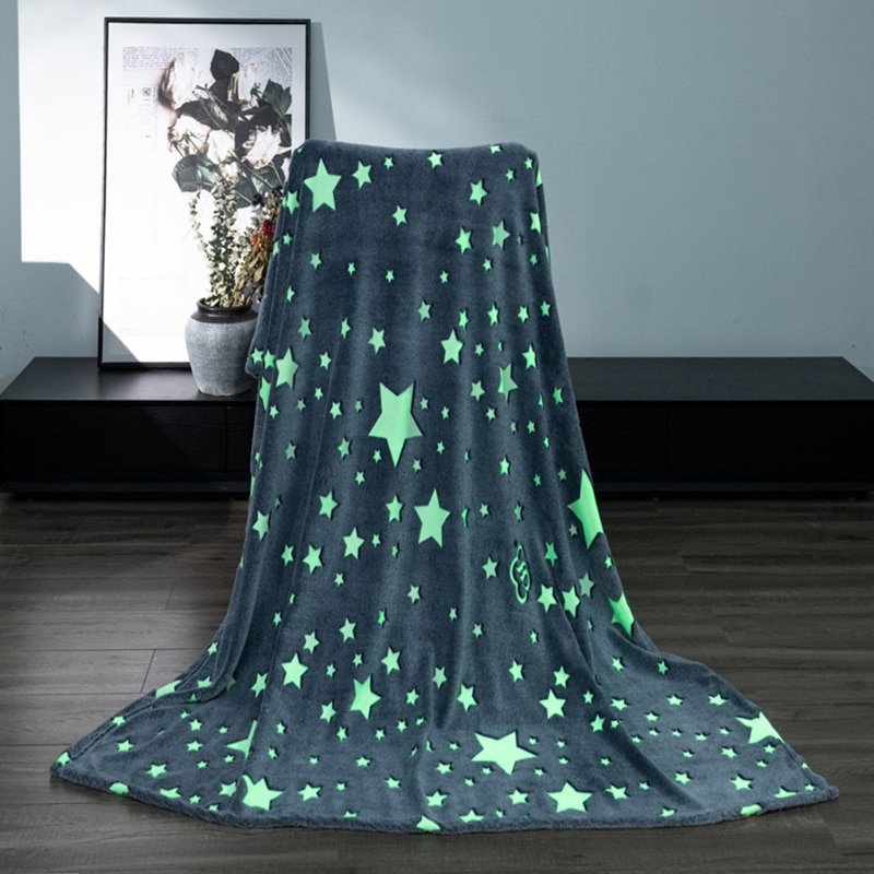 Glow in The Dark Throw Blanket, Plush Soft, Glow Throw Blanket Double -Sided Flannel Fleece Sherpa, Fun for Kids