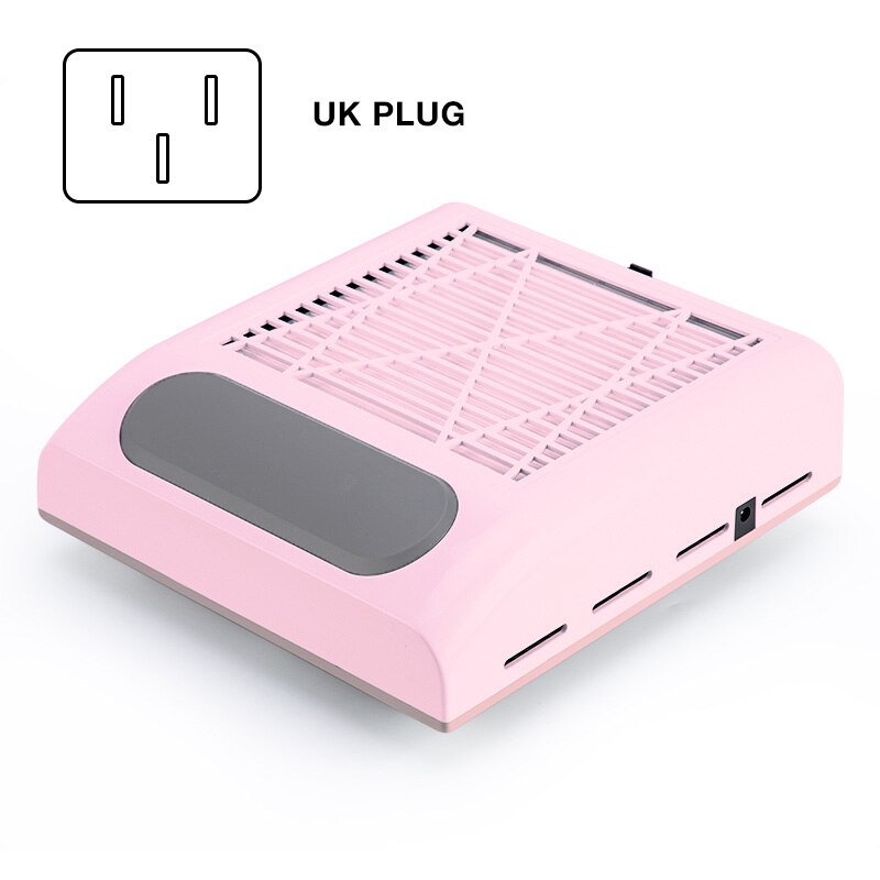80W Potente Collettore di Polveri Del Chiodo Del Salone Del Chiodo Expert Nail Macchina di Vuoto Cleaner Nail Fan Art Manicure Attrezzo del Salone con nail Filtro: 80W UK PLUG Pink