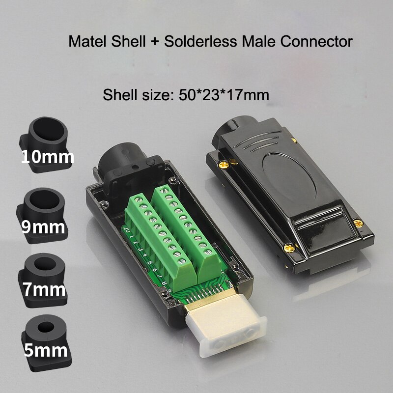 HDMI solderless male connector HDMI Free Welding Head Connector 4K HD Line Repair Solderless Male Plug with Metal/Plastic Cover