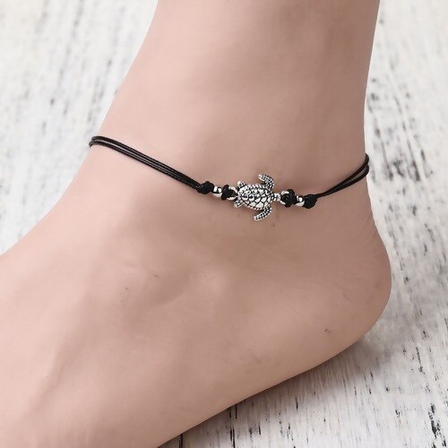 Boho cavigliera regolabile antico tartaruga marina fascino animale perline catena cavigliera donna estate sandali da spiaggia braccialetto alla caviglia: 1