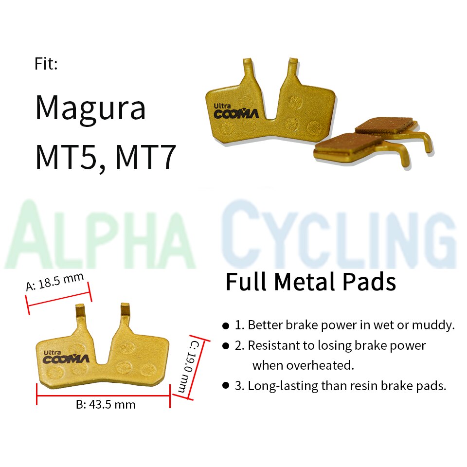 MTB Fahrrad Disc Bremsbeläge Für Magura MT5 MT7 Disc Bremse, 4 Pairs, Gold Voll Metall