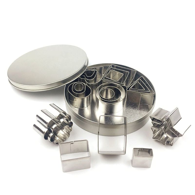 Mini Mini Cookie Cutter Shapes Set - 24 Small Molds to Cut Out Pastry Dough, Pie Crust Fruit , Flower, Heart, Star, Geometric