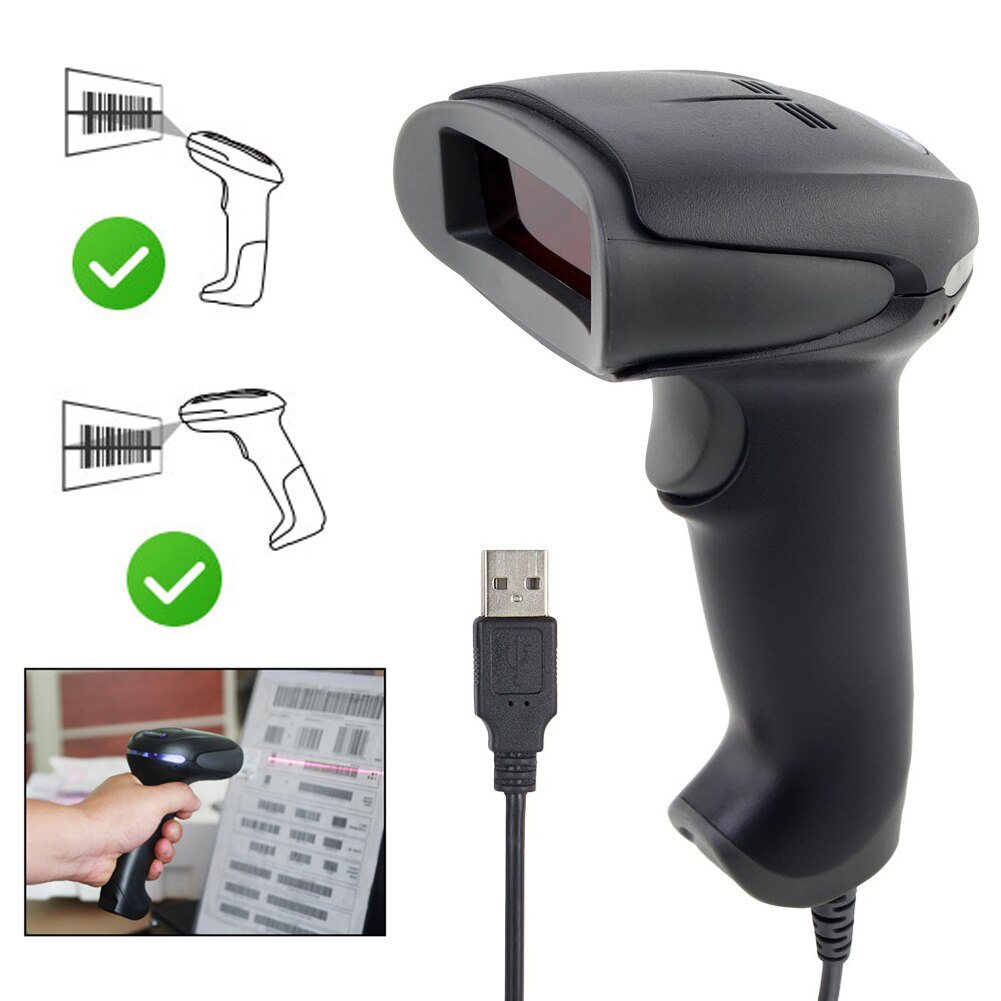 Portable Electronic Scanner For POS System Durable Barcode Handheld Non-Slip Reader Wired
