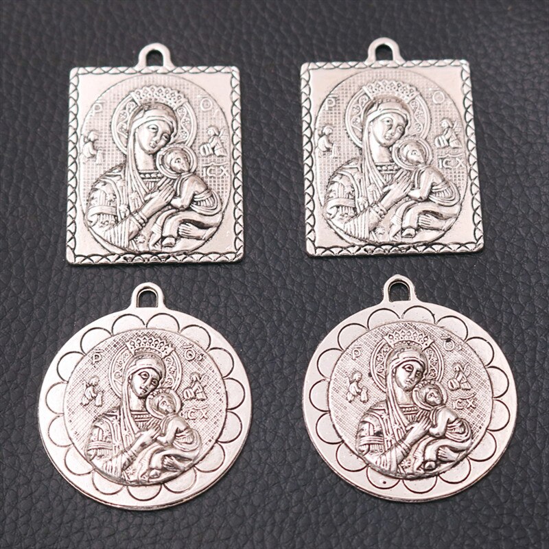 Pingente retrô cavaleiros da virgem maria, acessório para colar artesanal, pingente de metal, 2 tamanhos