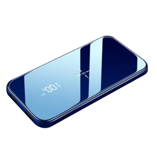 Quick Charge Wireless Power Bank Dual USB Mirror Screen 30000mAh Wireless Charger Powerbank Bateria External For iphone8 X: Blue