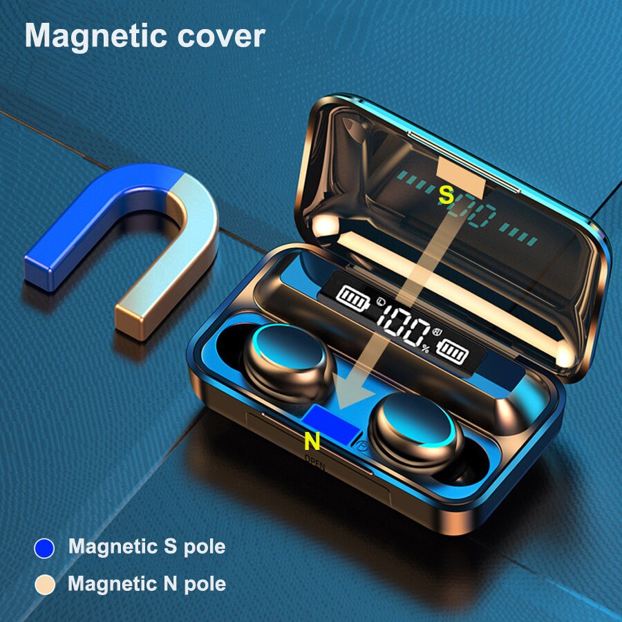 Écouteurs bluetooth tws, casque sans fil avec microphone, 8d casques stéréo de sport, écouteurs bluetooth étanches