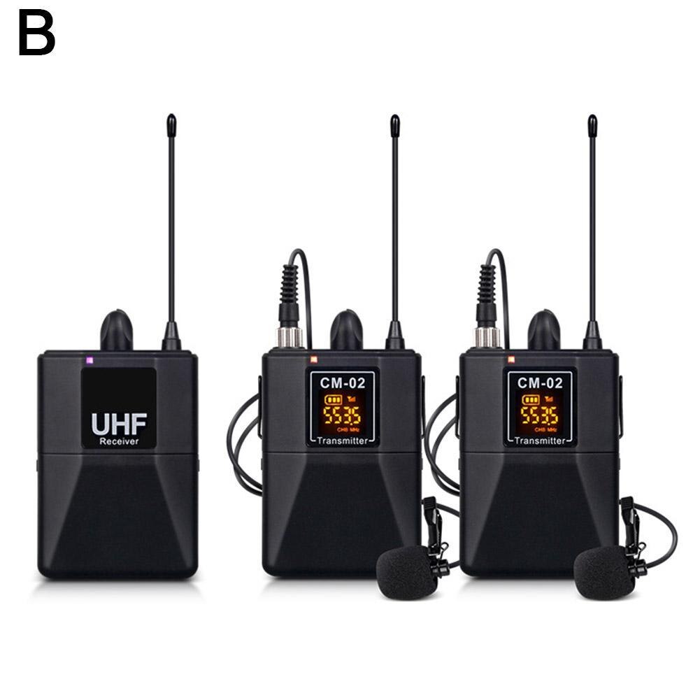 Uhf Dual Channel Draadloze Lavalier Microfoon Revers Microfoon Voor Slr Camera 60M Bereik Voor Dslr Camera Interview Live Opname: B