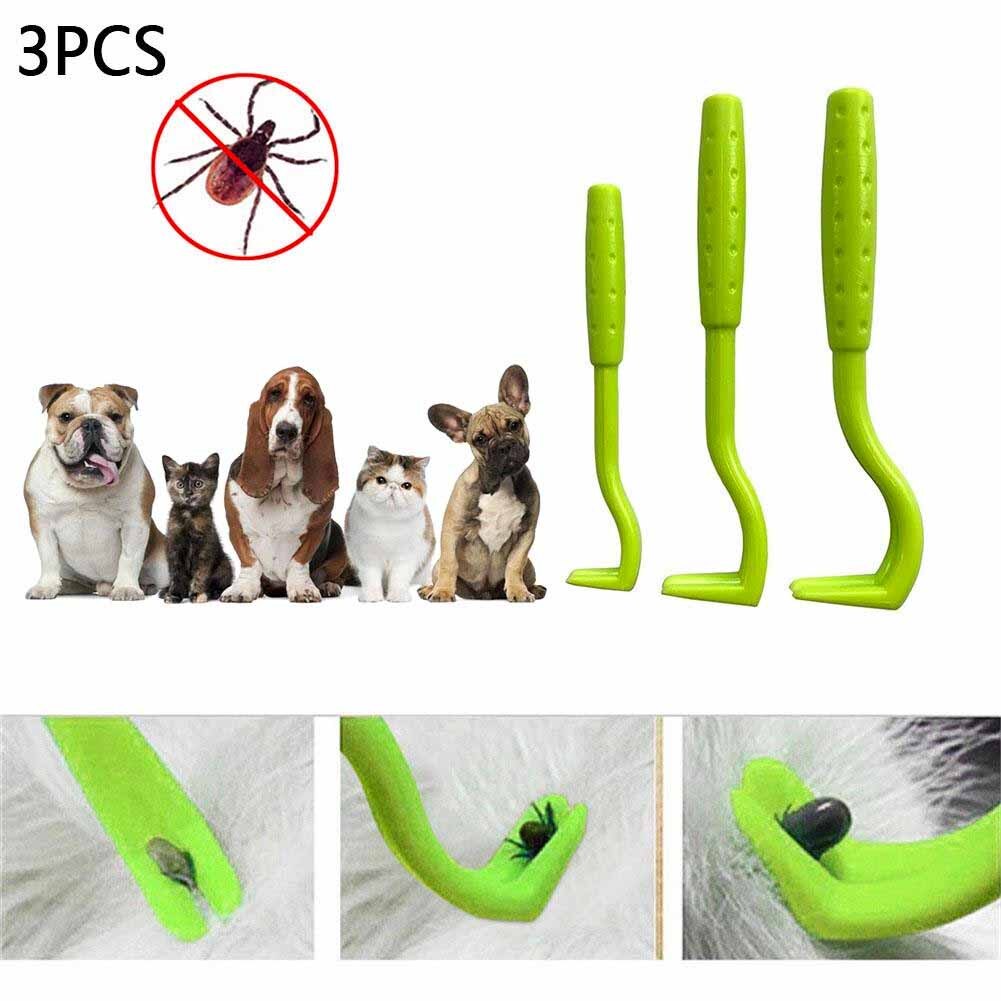 2022 Huisdier Vlo Remover Tool Luizen Krassen Haak Voor Hond Kat Grooming Accessaries Tick Picker Flea Removal Tool Pincet kam: 3pcs green