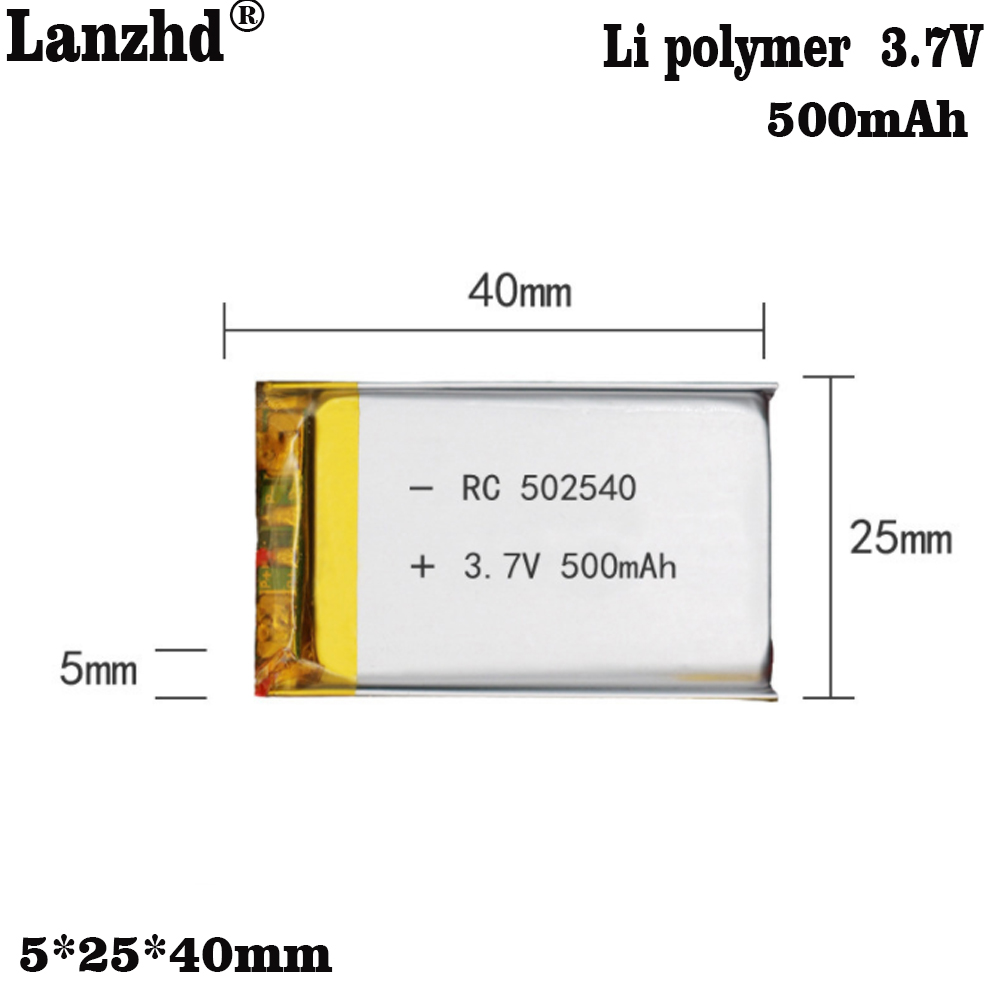 502540 500mah 3,7 V Lithium-Polymer-Akku für GPS MP3 DVD Bluetooth-Lautsprecher Headset Li-Ionen-Ersatz zelle