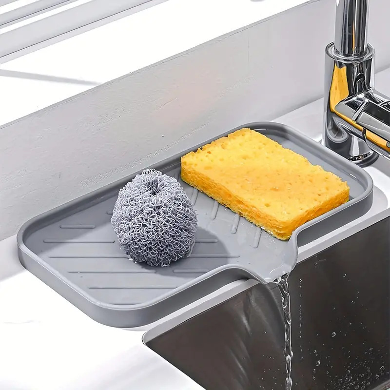 Siliconen Kraan Mat Aanrecht Lade Zeepdispenser Spons Afvoer Pad Gootsteen SplashDrying Mat Aanrecht Opbergvak Zeepbakje