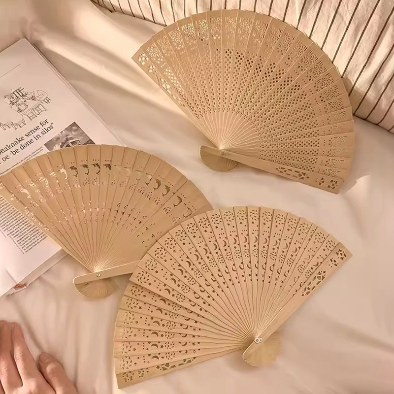 Abanico de mano plegable de madera, abanicos chinos de bambú, abanicos de mano de baile portátiles para mujer, decoración del banquete de boda, abanico decorativo, manualidades,