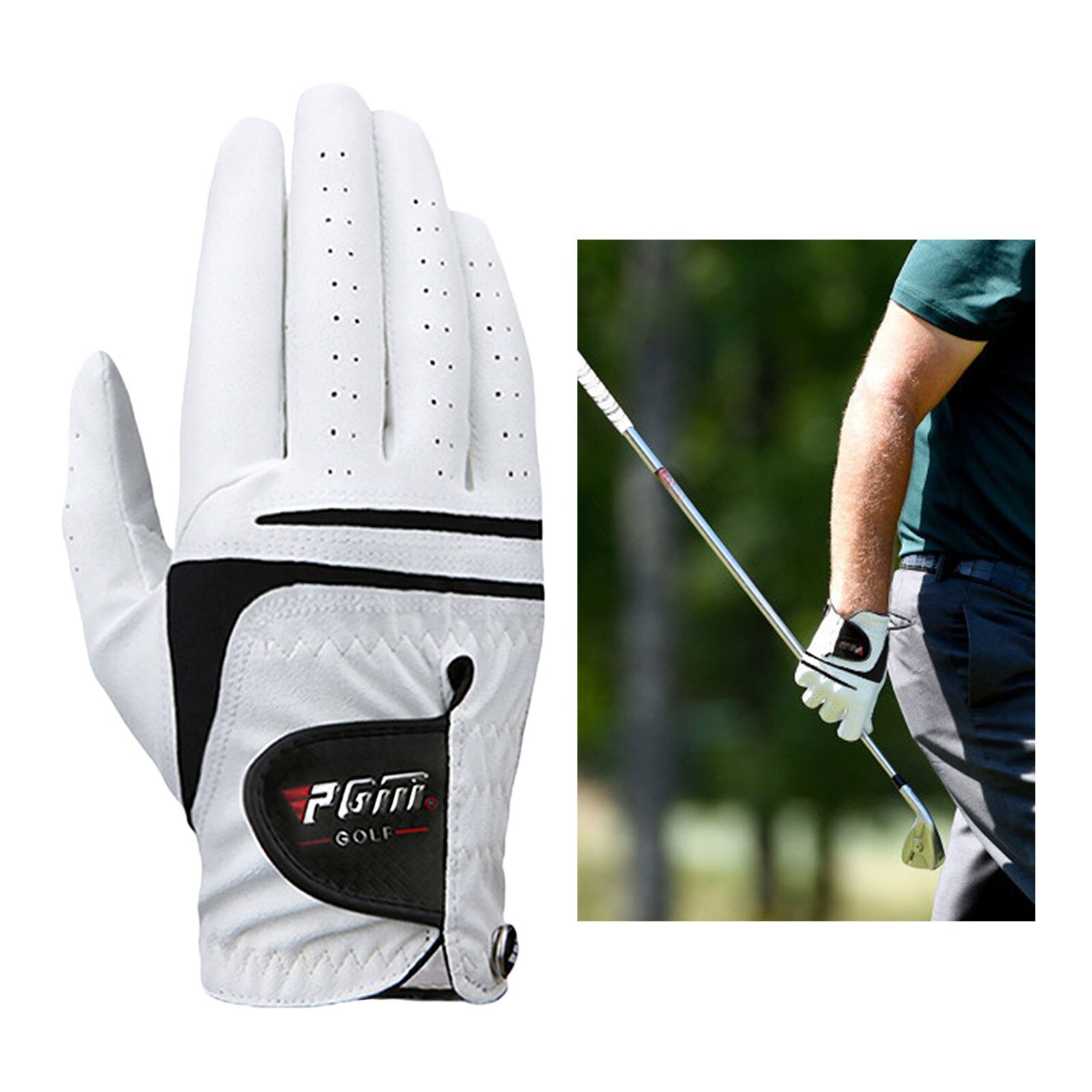 Men Leather Golf Gloves Left Right Hand Outdoor Sport Training Clubs Gloves Non-slip Wearable Grip Fits Well: Right 25