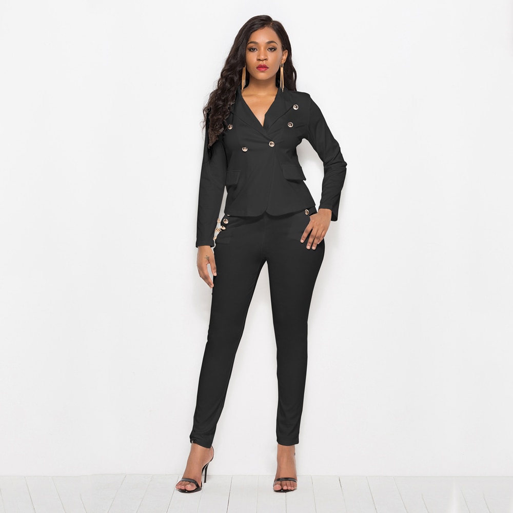 Outono inverno mulheres de negócios elegante terno 2 peça conjunto branco blazer casaco lápis fino longo pant senhora do escritório jaqueta roupas femininas