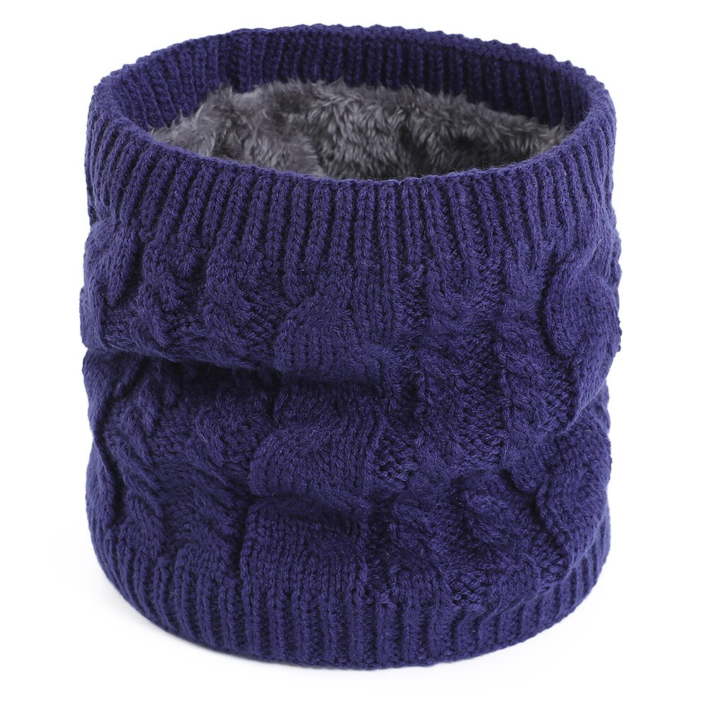 Vinterscarf för kvinnor twist ring scarf herr/kvinnor varm halsduk plus sammet tjock stickad haklappsbomull för att skydda halshaklappen: Blå