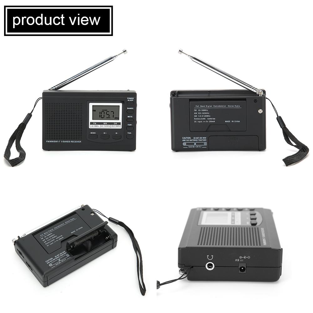 Mini Radios portátiles FM/MW/SW receptor con alarma Digital Reloj FM receptor de Radio