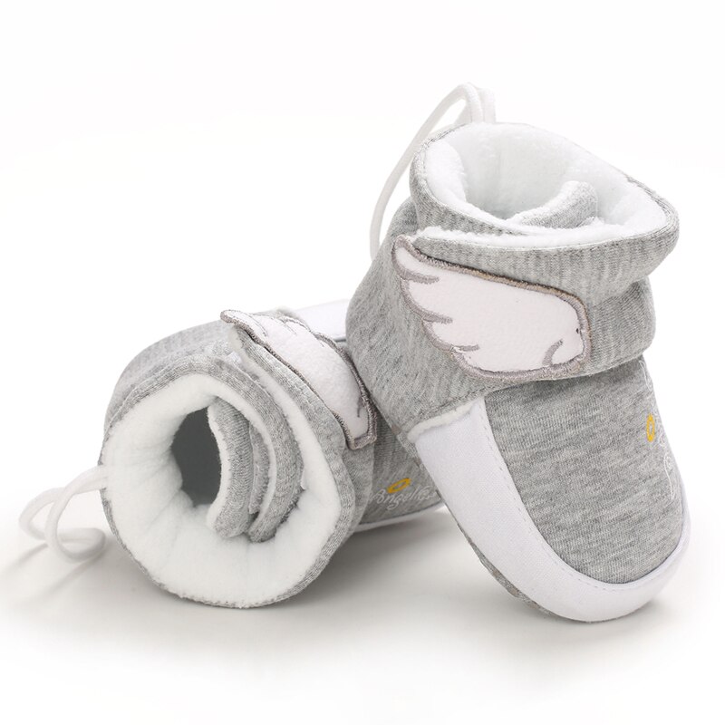 Winter Snow Baby Boots Velcro Warm Velvet Wings Elastic Band Indoor Cotton Sole Baby Toddler Baby Shoes First Walker