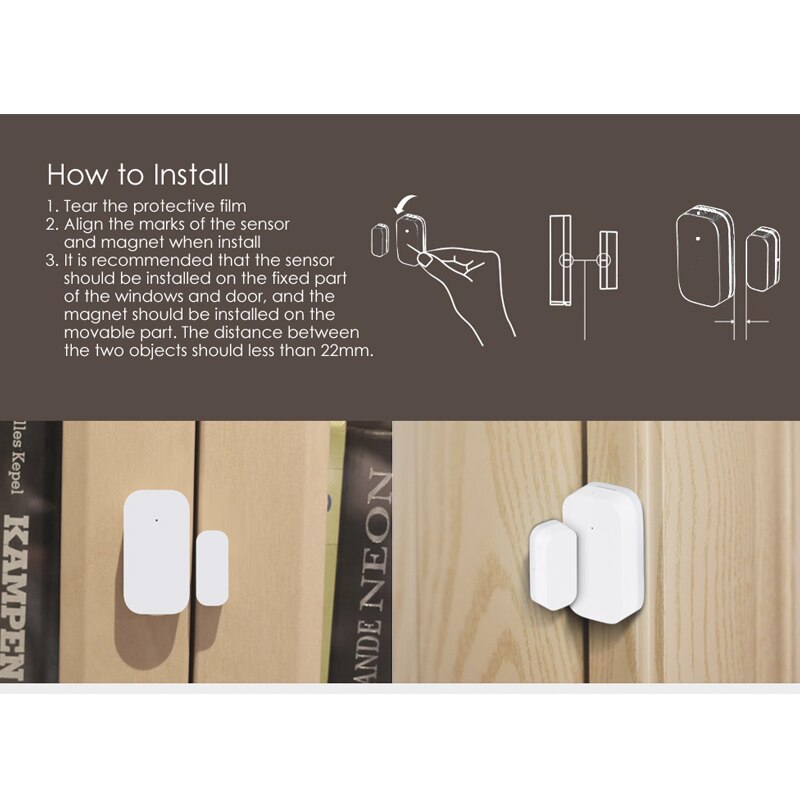 Aqara sensor de porta inteligente original, sensor zigbee, conexão sem fio, multiuso, funciona com smart home homekit app
